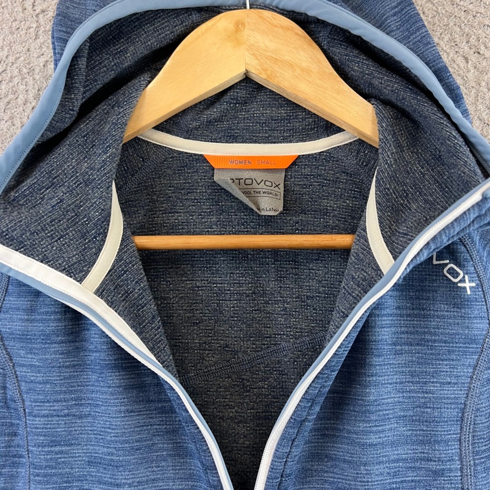 ORTOVOX Fleece Hooded Full Zip Jacket Blue Heathered Women's Small Outdoor - Picture 5 of 11